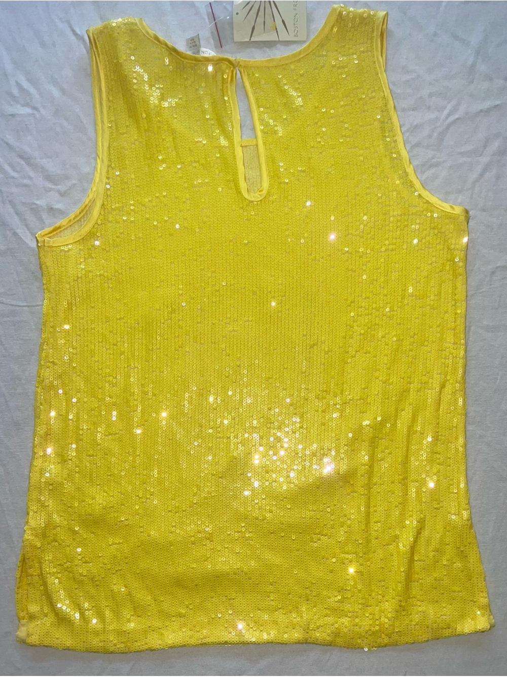 Boston Proper NWT Yellow Sequin Keyhole Tank Going Out Glam Disco Fever Vacation - Picture 9 of 9